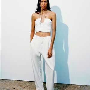 Zara-limited edition-White Drape Halter Top
